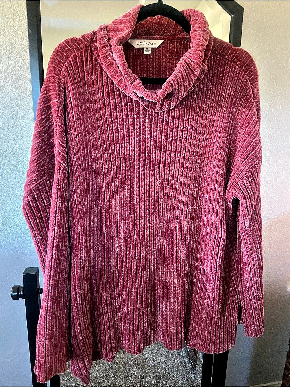 Davi&Dani Ribbed Cowl Neck Sweater Pink Size Medium
